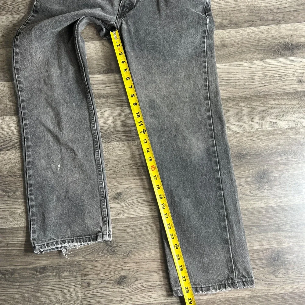 VTG Levis 505 Jeans Fits 32x28.5 Regular Fit Black Denim Faded Grunge Distressed